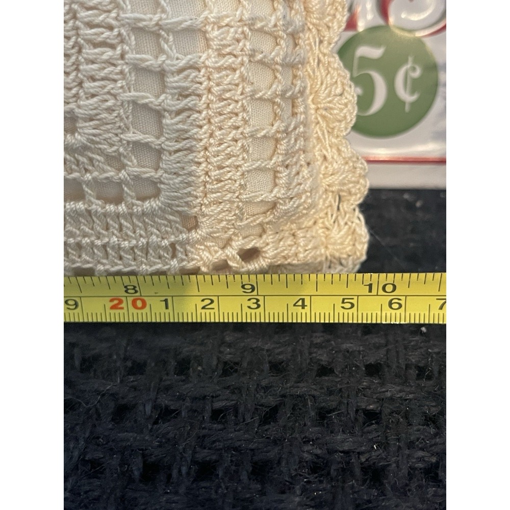 Vintage Square Beige‎ Crochet Pillows 10" X 10" Set Of 3 - Picture 5 of 7